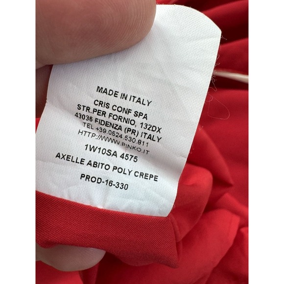 Pinko Red Dress Off The Shoulder Ruffle Detail Flutter Sleeve Womens 8 - Picture 8 of 11